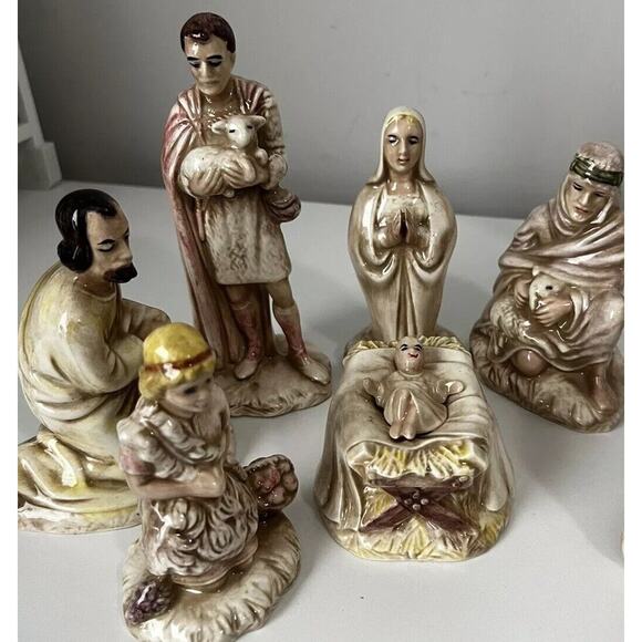 Vintage Holland Mold Christmas Nativity Set 14 Piece Hand Painted Large 1967 - Picture 10 of 16